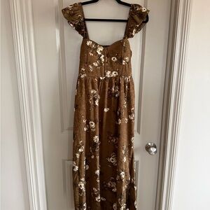 Brown Floral Maxi Dress